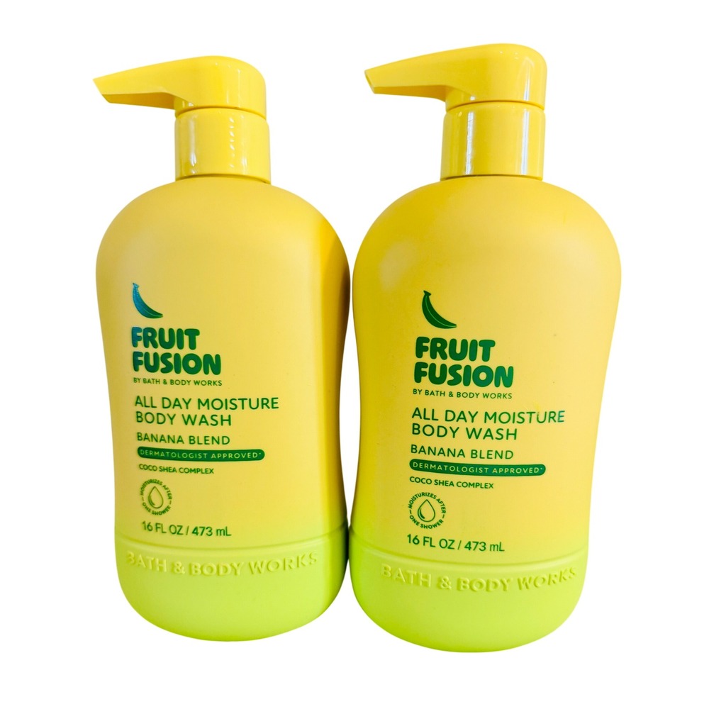 2x Bath & Body Works Fruit Fusion Banana Blend Moisture Body Wash 16oz Set